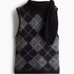 NEW! H&M Mohair-Blend Scarf Collar top vest sleeveless top size medium